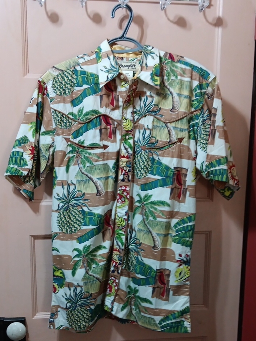 Wrangler Hawaiian Button-Down Shirt Mens Size Medium